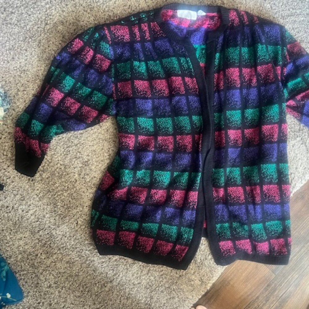 Colorful pull-on sweater jacket